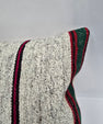 Turkish Lumbar Rug Pillow Cream Black Red Cushion Cover Hemp Pillow 14" x 40" #9486
