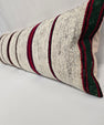 Turkish Lumbar Rug Pillow Cream Black Red Cushion Cover Hemp Pillow 14" x 40" #9486