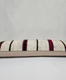 Turkish Lumbar Rug Pillow Cream Black Red Cushion Cover Hemp Pillow 14" x 40" #9486
