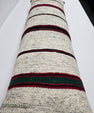 Turkish Lumbar Rug Pillow Cream Black Red Cushion Cover Hemp Pillow 14" x 40" #9486