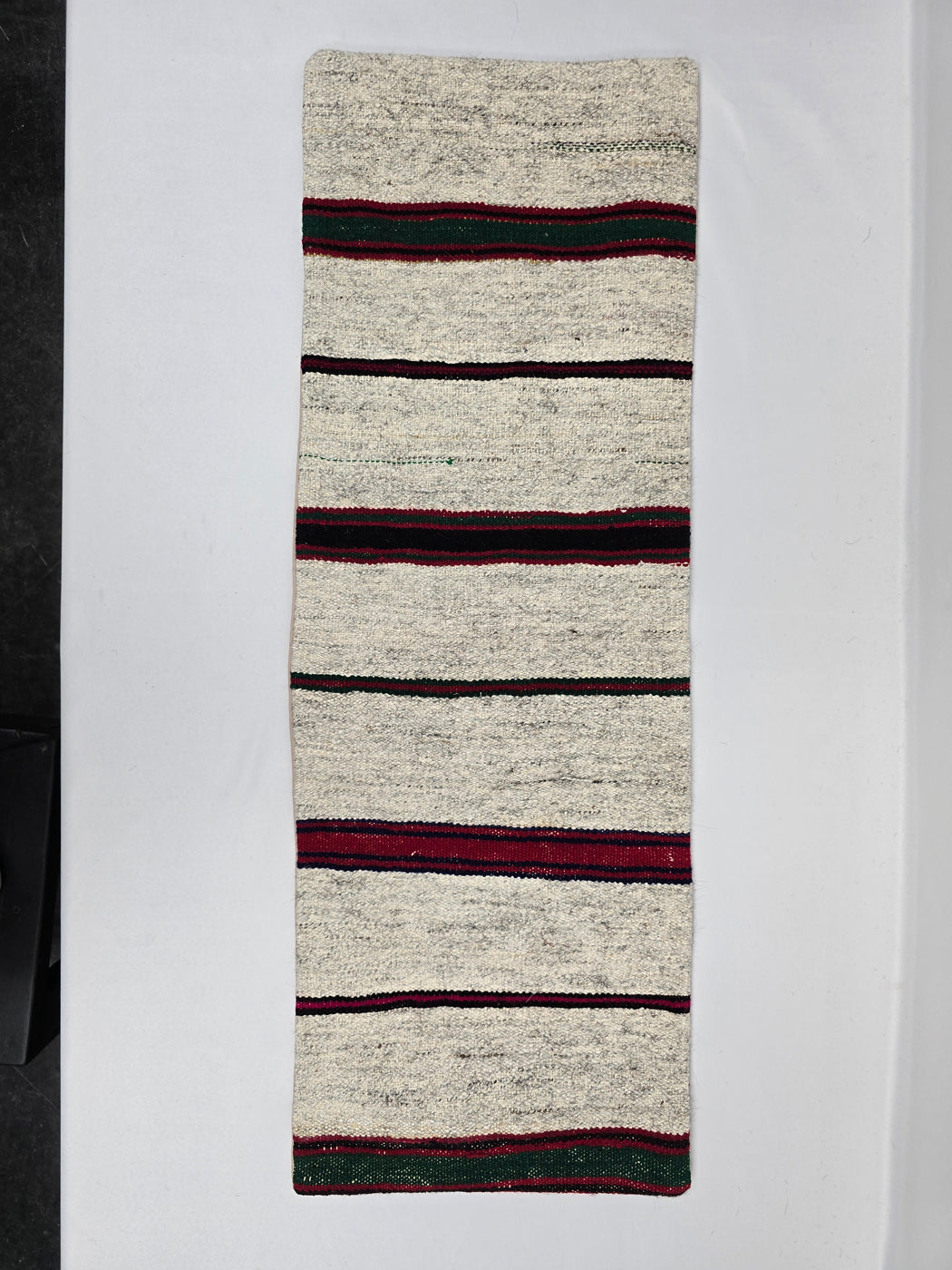 Turkish Lumbar Rug Pillow Cream Black Red Cushion Cover Hemp Pillow 14" x 40" #9486