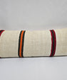 Turkish Lumbar Rug Pillow Cream Black Orange Cushion Cover Hemp Pillow 14" x 40" #9484