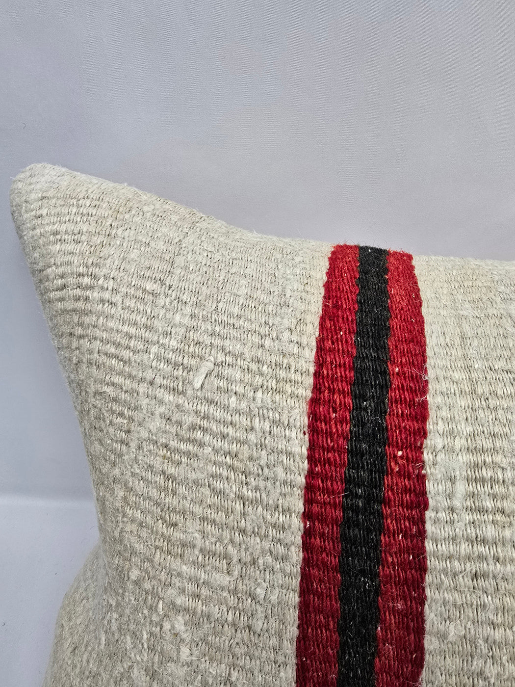 Turkish Lumbar Rug Pillow Cream Black Orange Cushion Cover Hemp Pillow 14" x 40" #9484