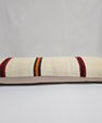 Turkish Lumbar Rug Pillow Cream Black Orange Cushion Cover Hemp Pillow 14" x 40" #9484