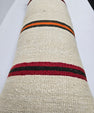 Turkish Lumbar Rug Pillow Cream Black Orange Cushion Cover Hemp Pillow 14" x 40" #9484