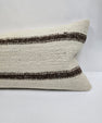 Turkish Lumbar Rug Pillow Cream Brown Cushion Cover Hemp Pillow 14" x 40" #9483