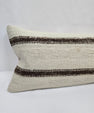 Turkish Lumbar Rug Pillow Cream Brown Cushion Cover Hemp Pillow 14" x 40" #9483