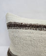 Turkish Lumbar Rug Pillow Cream Brown Cushion Cover Hemp Pillow 14" x 40" #9483