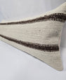 Turkish Lumbar Rug Pillow Cream Brown Cushion Cover Hemp Pillow 14" x 40" #9483