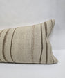 Turkish Lumbar Rug Pillow Cream Brown Cushion Cover Hemp Pillow 14" x 40" #9433