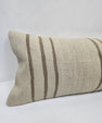 Turkish Lumbar Rug Pillow Cream Brown Cushion Cover Hemp Pillow 14" x 40" #9433