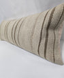 Turkish Lumbar Rug Pillow Cream Brown Cushion Cover Hemp Pillow 14" x 40" #9433