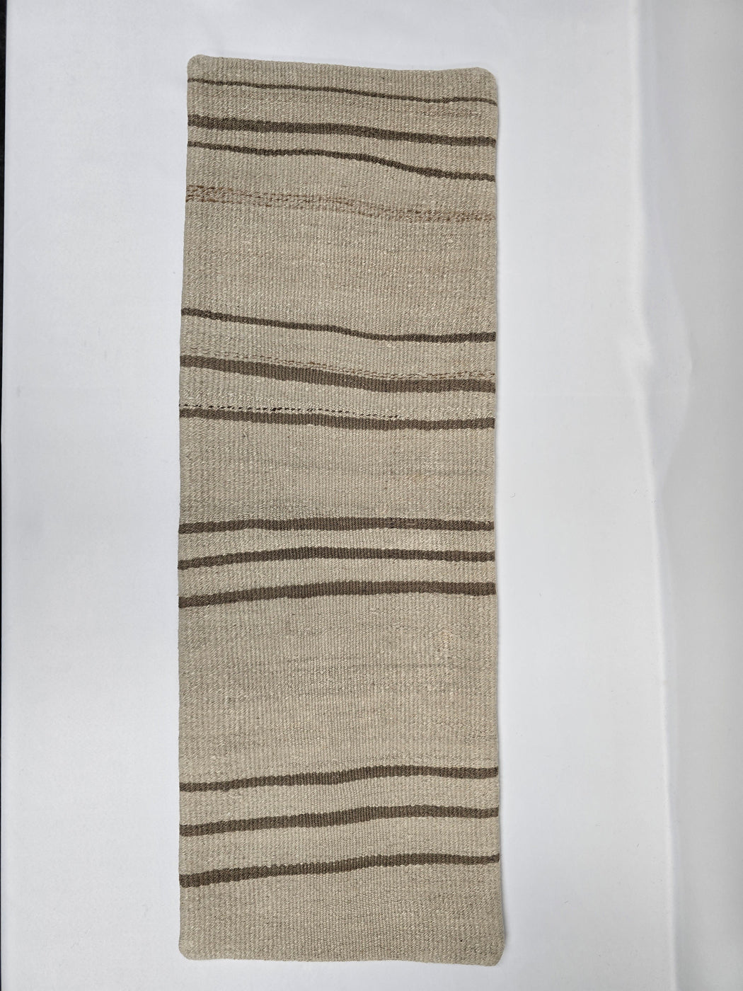 Turkish Lumbar Rug Pillow Cream Brown Cushion Cover Hemp Pillow 14" x 40" #9433