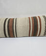 Turkish Lumbar Rug Pillow Cream Brown Cushion Cover Hemp Pillow 14" x 40" #9431