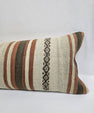 Turkish Lumbar Rug Pillow Cream Brown Cushion Cover Hemp Pillow 14" x 40" #9431
