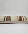 Turkish Lumbar Rug Pillow Cream Brown Cushion Cover Hemp Pillow 14" x 40" #9431