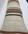 Turkish Lumbar Rug Pillow Cream Brown Cushion Cover Hemp Pillow 14" x 40" #9431