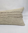 Turkish Lumbar Rug Pillow Cream Brown Cushion Cover Hemp Pillow 14" x 40" #9425