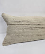 Turkish Lumbar Rug Pillow Cream Brown Cushion Cover Hemp Pillow 14" x 40" #9425