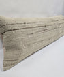 Turkish Lumbar Rug Pillow Cream Brown Cushion Cover Hemp Pillow 14" x 40" #9425