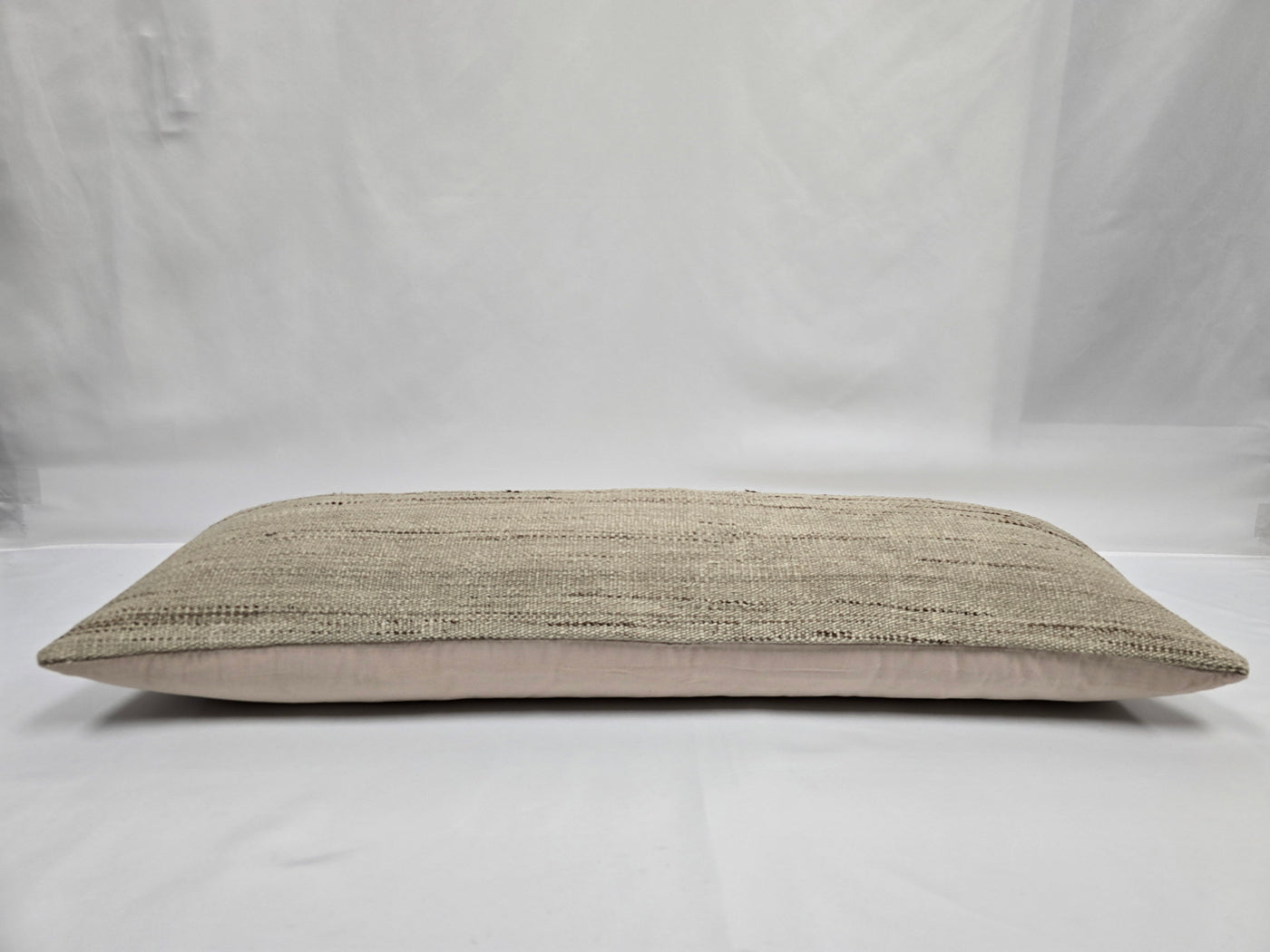 Turkish Lumbar Rug Pillow Cream Brown Cushion Cover Hemp Pillow 14" x 40" #9425