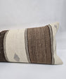 Turkish Lumbar Rug Pillow Cream Brown Red Gray Cushion Cover Hemp Pillow 14" x 40" #9430