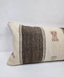 Turkish Lumbar Rug Pillow Cream Brown Red Gray Cushion Cover Hemp Pillow 14" x 40" #9430