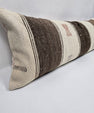 Turkish Lumbar Rug Pillow Cream Brown Red Gray Cushion Cover Hemp Pillow 14" x 40" #9430