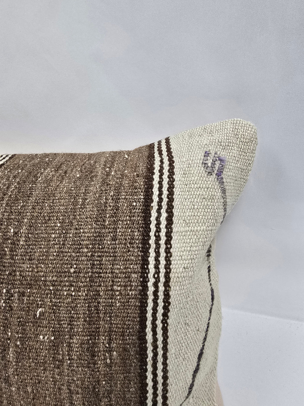 Turkish Lumbar Rug Pillow Cream Brown Red Gray Cushion Cover Hemp Pillow 14" x 40" #9430