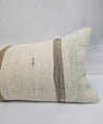 Turkish Lumbar Rug Pillow Brown Beige Cushion Cover Hemp Pillow 14" x 40" #9416