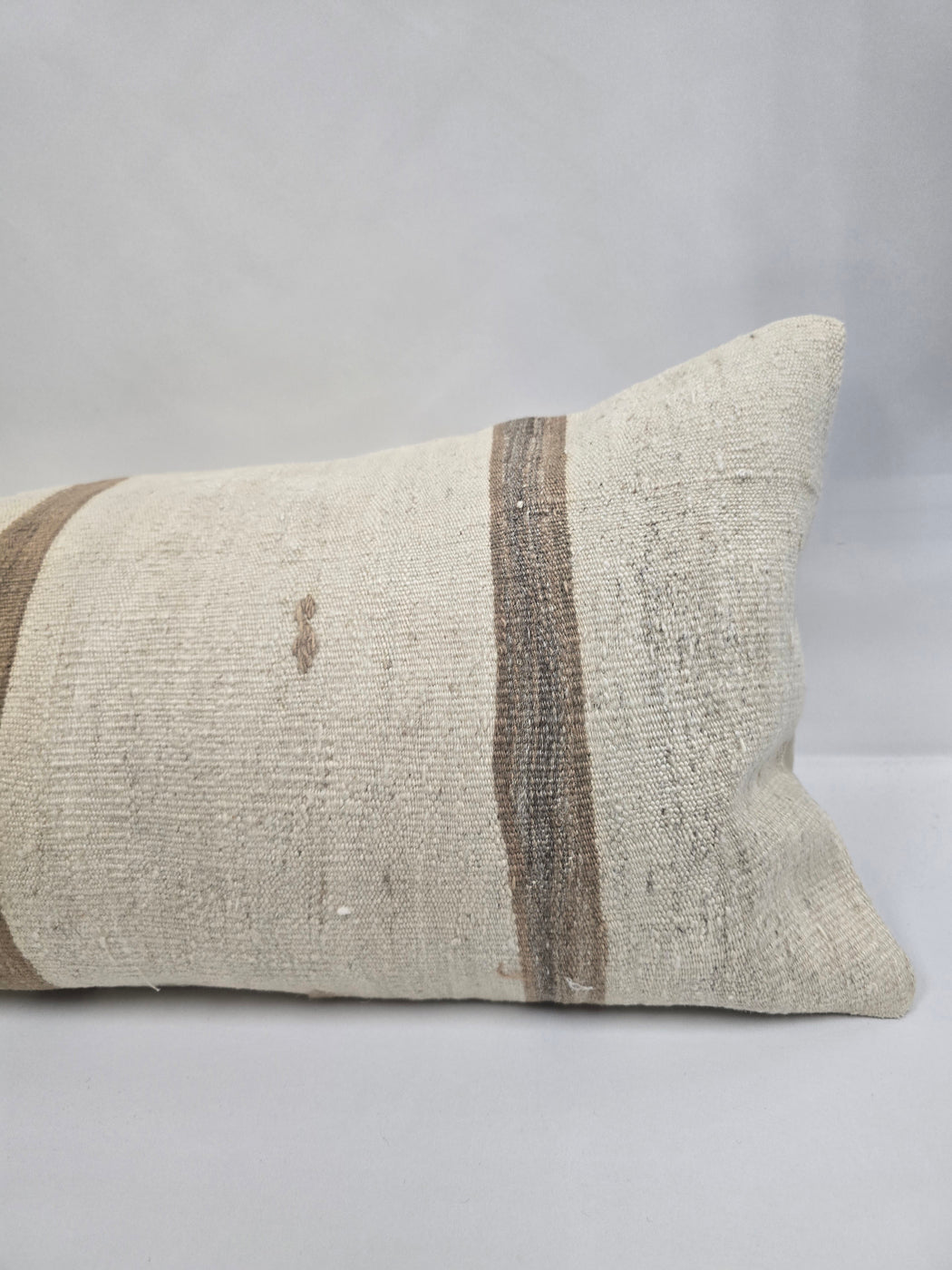 Turkish Lumbar Rug Pillow Brown Beige Cushion Cover Hemp Pillow 14" x 40" #9416
