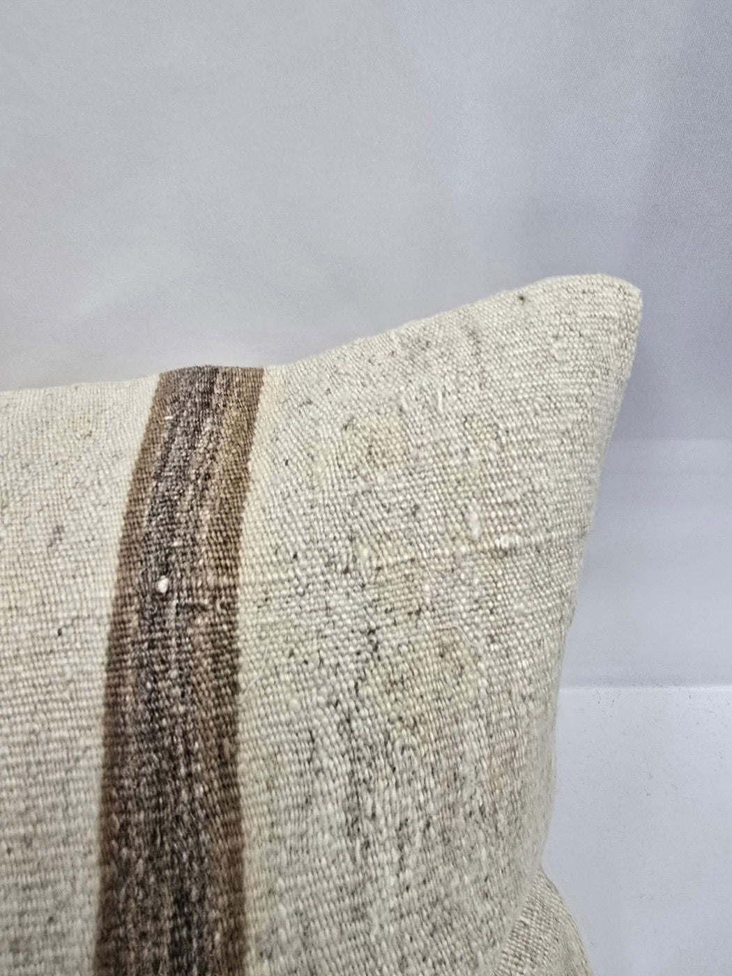 Turkish Lumbar Rug Pillow Brown Beige Cushion Cover Hemp Pillow 14" x 40" #9416