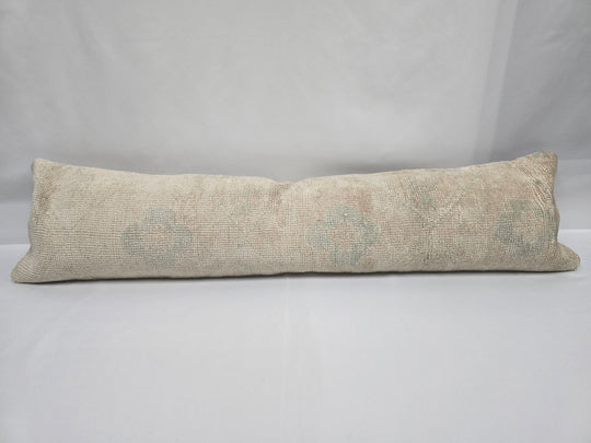 Turkish Lumbar Rug Pillow Pink Beige Cushion Cover Pillow 12" x 48" #9571