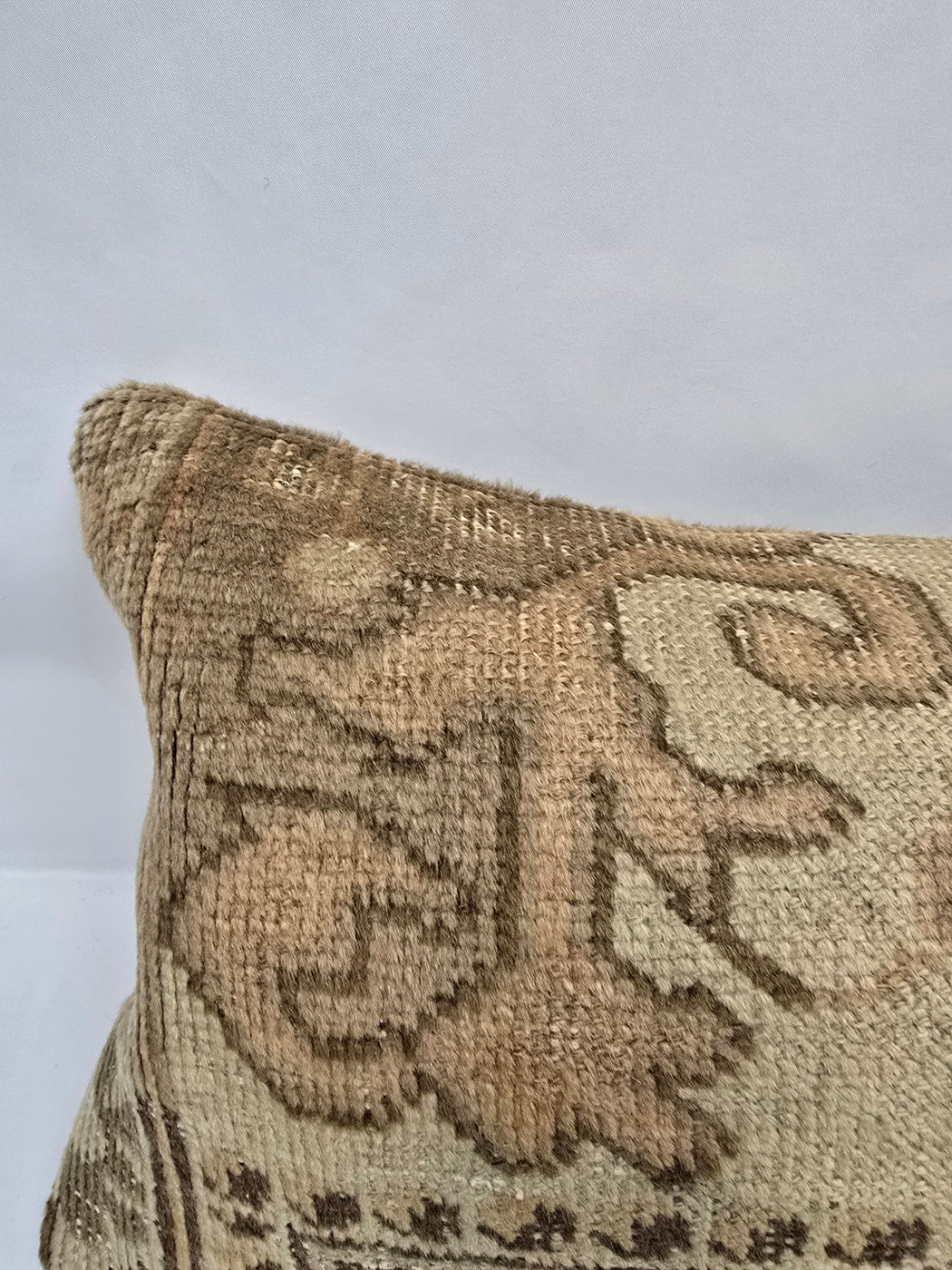 Turkish Lumbar Rug Pillow Beige Brown Cushion Cover Pillow 12" x 48" #9570