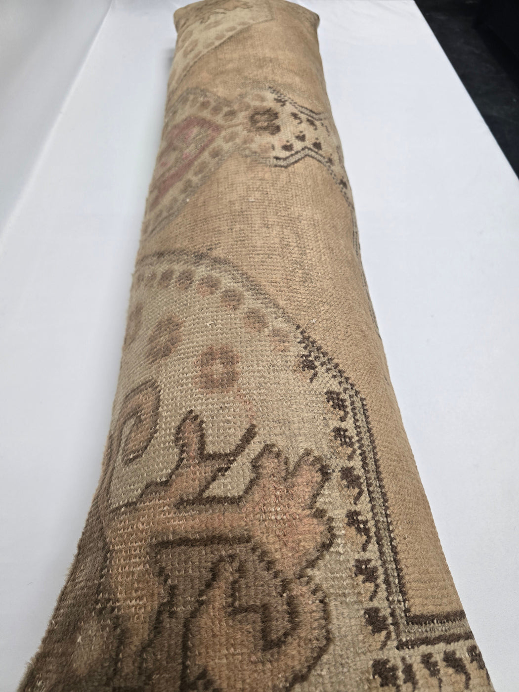 Turkish Lumbar Rug Pillow Beige Brown Cushion Cover Pillow 12" x 48" #9570