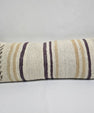 Turkish Lumbar Rug Pillow Cream Brown Purple Cushion Cover Hemp Pillow 14" x 40" #9415