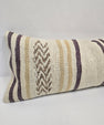 Turkish Lumbar Rug Pillow Cream Brown Purple Cushion Cover Hemp Pillow 14" x 40" #9415