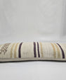 Turkish Lumbar Rug Pillow Cream Brown Purple Cushion Cover Hemp Pillow 14" x 40" #9415