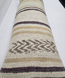 Turkish Lumbar Rug Pillow Cream Brown Purple Cushion Cover Hemp Pillow 14" x 40" #9415