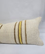 Turkish Lumbar Rug Pillow Beige Brown Yellow Cushion Cover Hemp Pillow 14" x 40" #9414