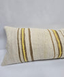 Turkish Lumbar Rug Pillow Beige Brown Yellow Cushion Cover Hemp Pillow 14" x 40" #9414