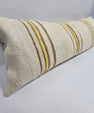 Turkish Lumbar Rug Pillow Beige Brown Yellow Cushion Cover Hemp Pillow 14" x 40" #9414