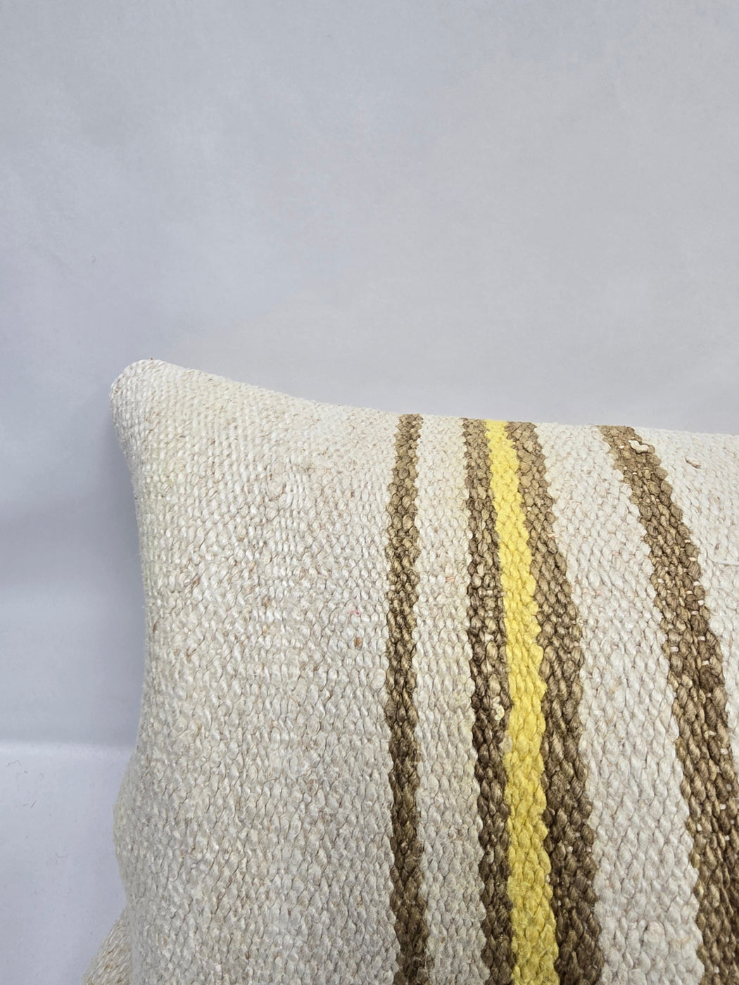 Turkish Lumbar Rug Pillow Beige Brown Yellow Cushion Cover Hemp Pillow 14" x 40" #9414