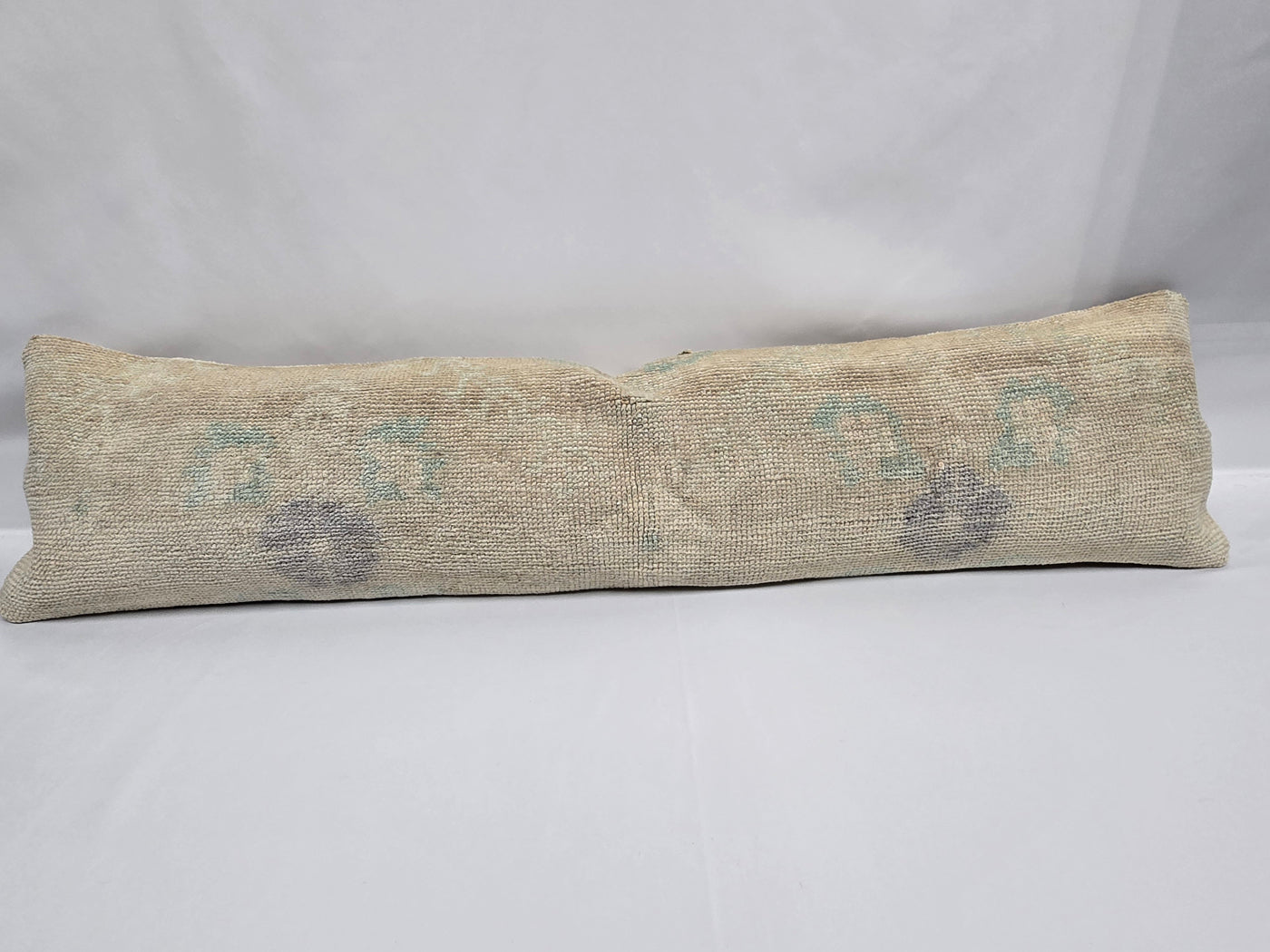 Turkish Lumbar Rug Pillow Beige Blue Gray Cushion Cover Pillow 12" x 48" #9561