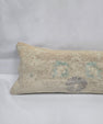 Turkish Lumbar Rug Pillow Beige Blue Gray Cushion Cover Pillow 12" x 48" #9561