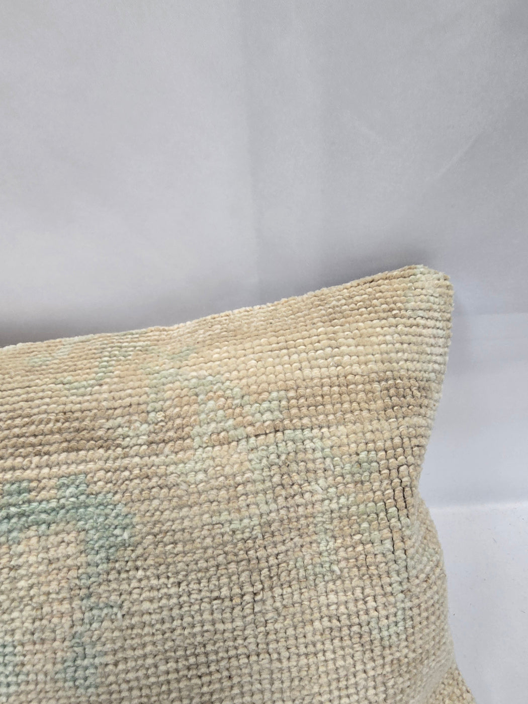 Turkish Lumbar Rug Pillow Beige Blue Gray Cushion Cover Pillow 12" x 48" #9561