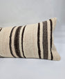 Turkish Lumbar Rug Pillow Beige Brown Cushion Cover Hemp Pillow 14" x 40" #9409
