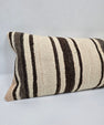 Turkish Lumbar Rug Pillow Beige Brown Cushion Cover Hemp Pillow 14" x 40" #9409