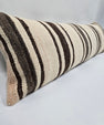 Turkish Lumbar Rug Pillow Beige Brown Cushion Cover Hemp Pillow 14" x 40" #9409