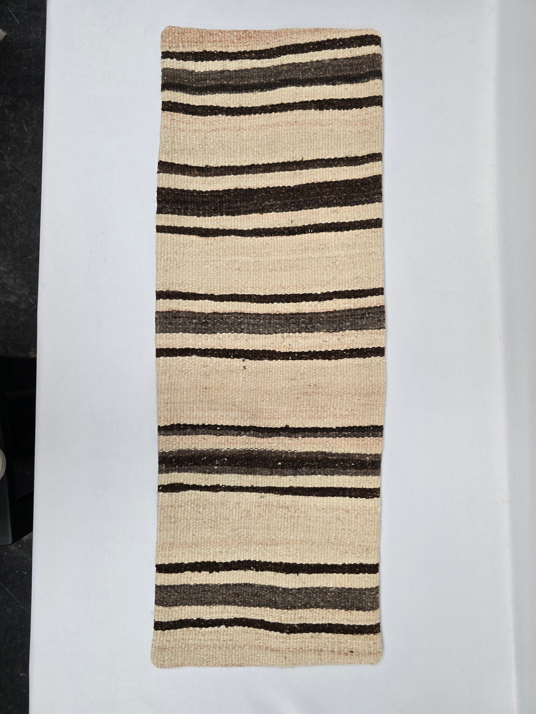 Turkish Lumbar Rug Pillow Beige Brown Cushion Cover Hemp Pillow 14" x 40" #9409